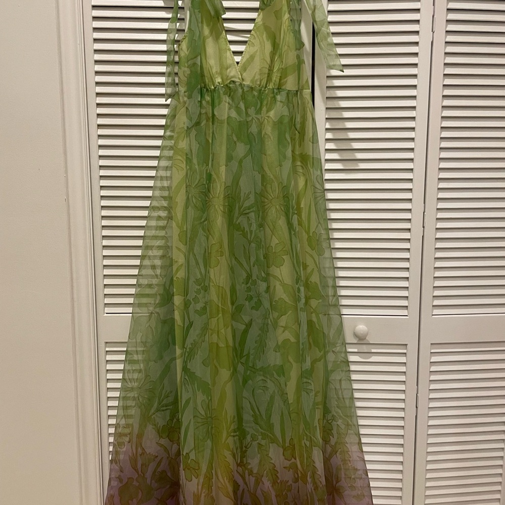 STAUD Green and Purple Maxi Dress